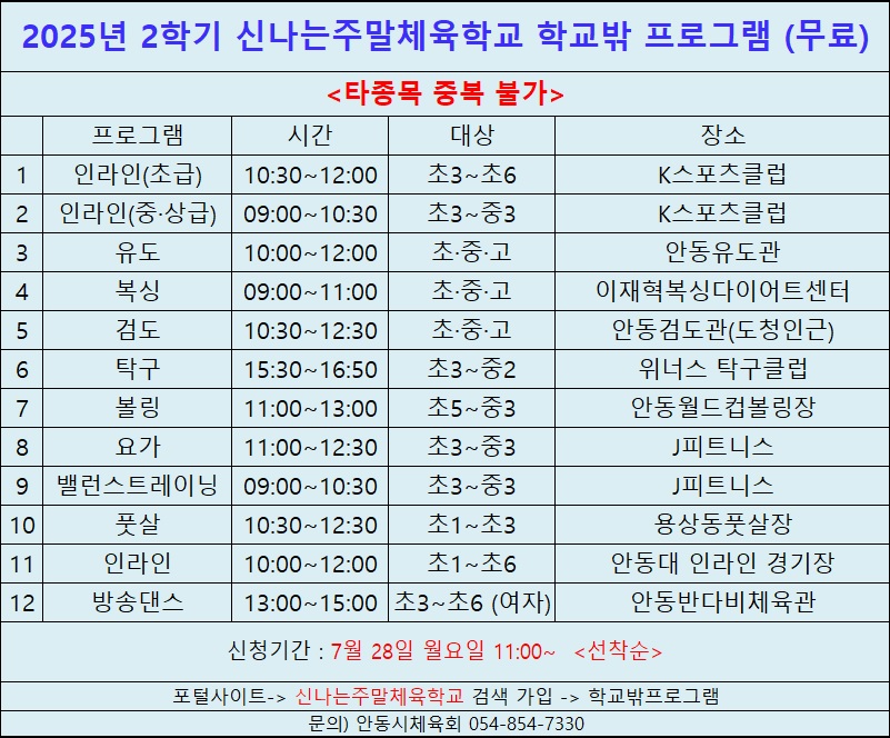 신나는주말체육학교